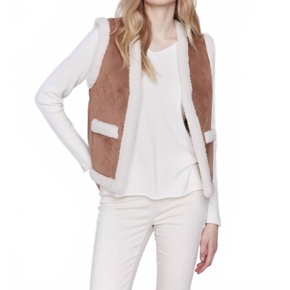 NEW CHARLIE B reversible sherpa faux suede vest in brown